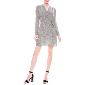 L'Agence Diego Heart Print Wrap Dress